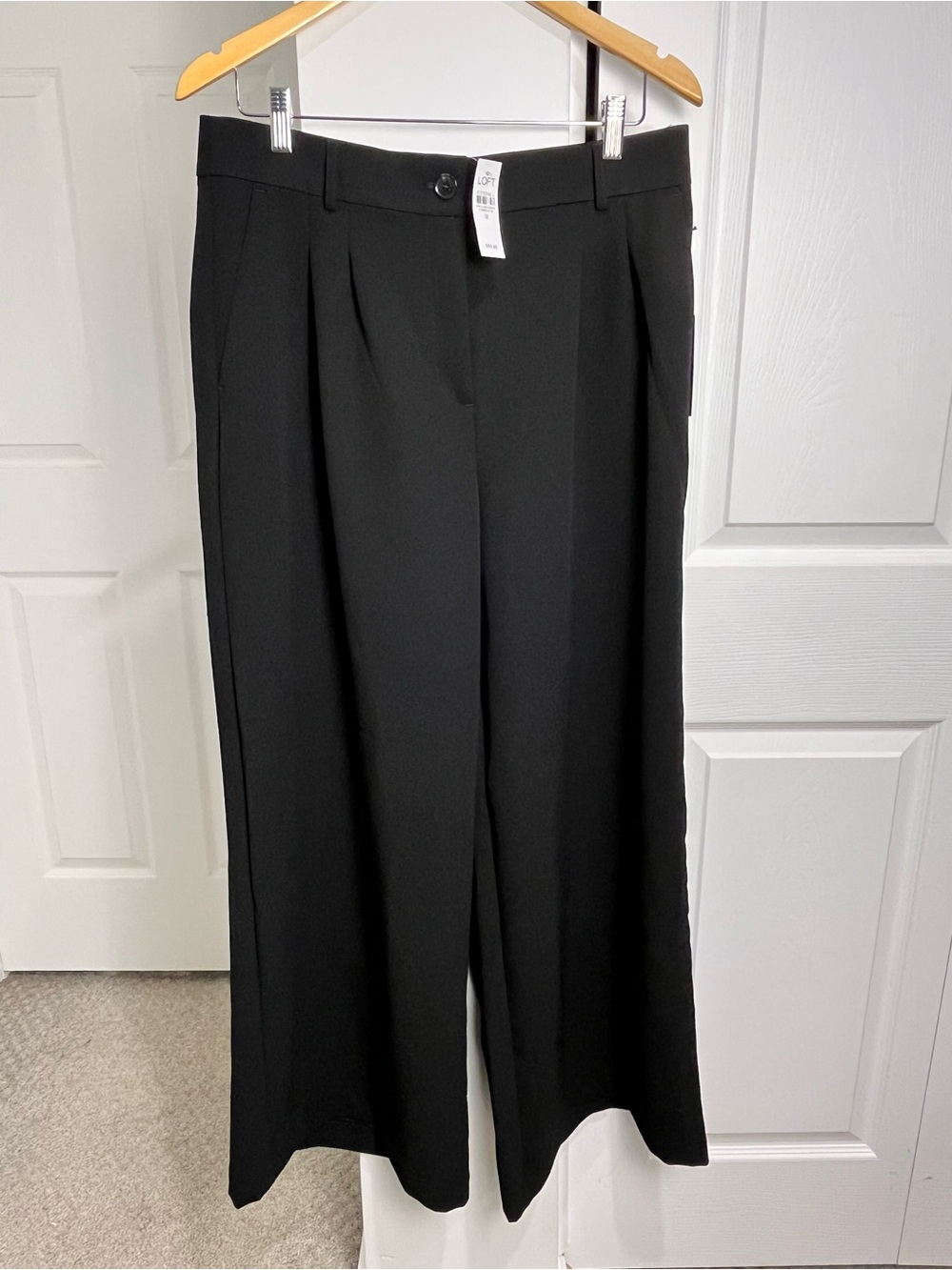New Loft Versa Crepe Drape Palazzo Pant Women’s Black Career Casual US Size 12